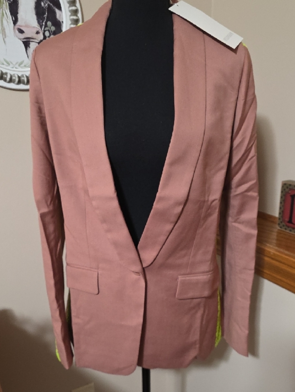 Wildfang Mauve Pink Blazer with Neon Trim - Picture 2 of 10